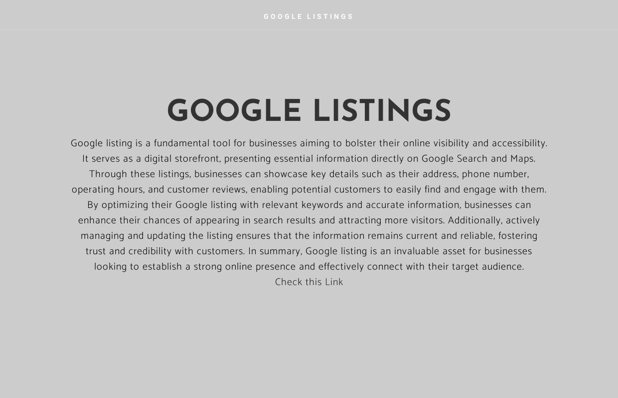 GOOGLE LISTINGS - Home