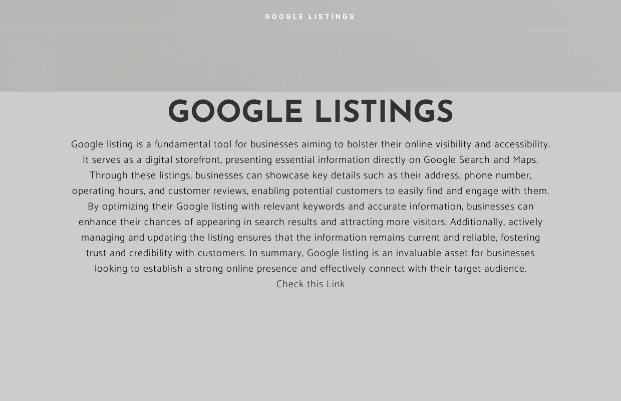GOOGLE LISTINGS - Home