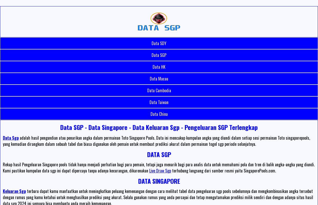 Data SGP - Data Singapore - Data Keluaran Sgp - Pengeluaran SGP Terlengkap