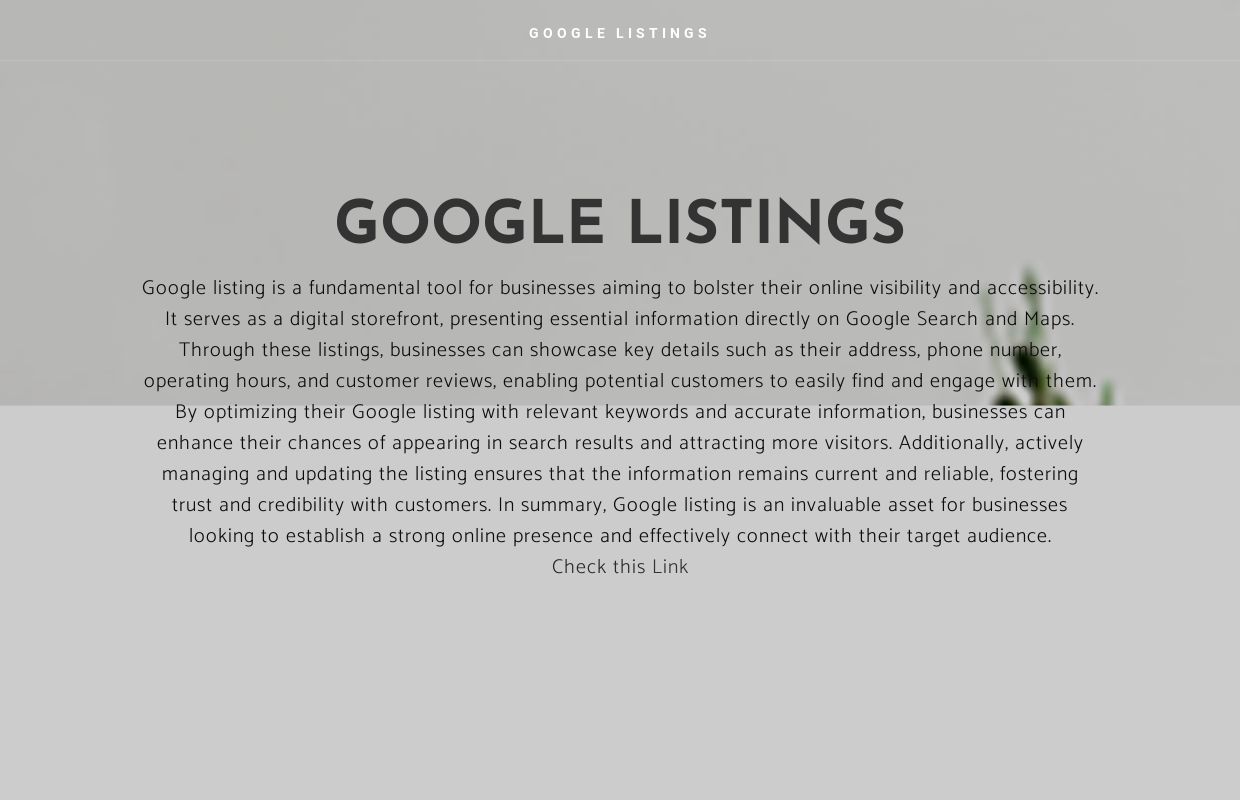 GOOGLE LISTINGS - Home