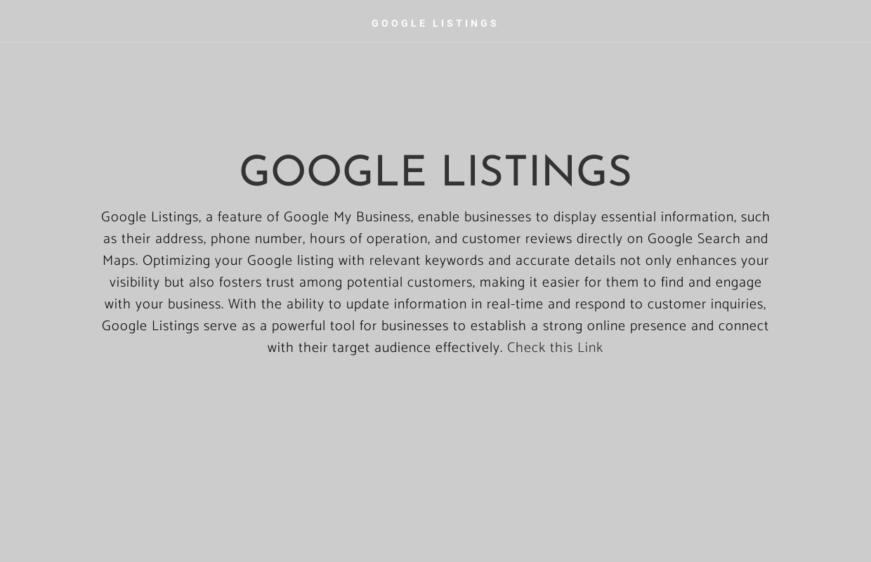 GOOGLE LISTINGS - Home