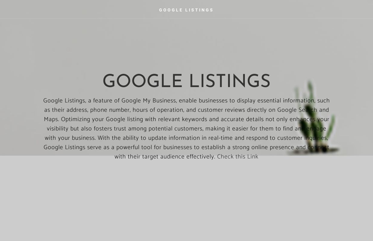 GOOGLE LISTINGS - Home
