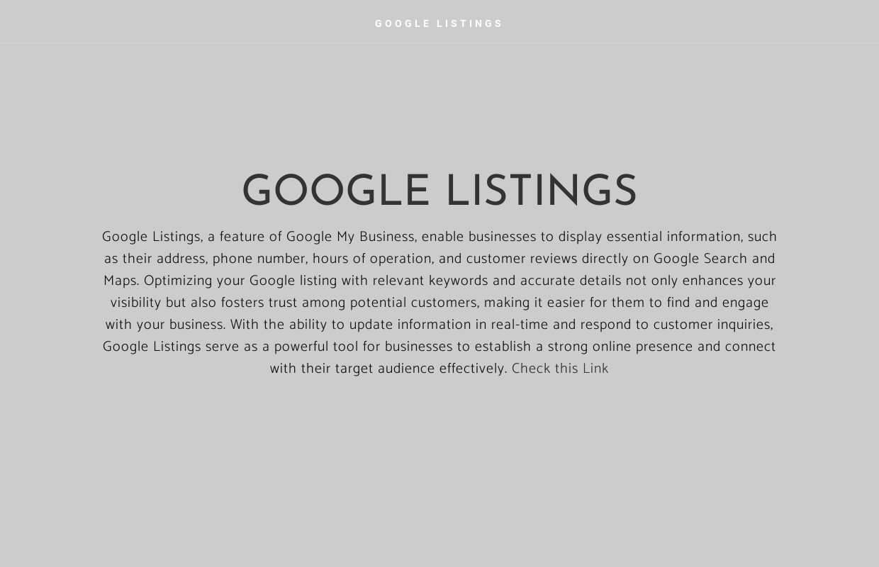 GOOGLE LISTINGS - Home