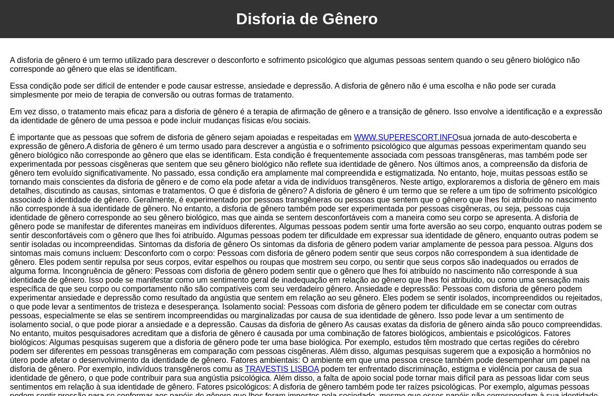  Disforia de Gênero