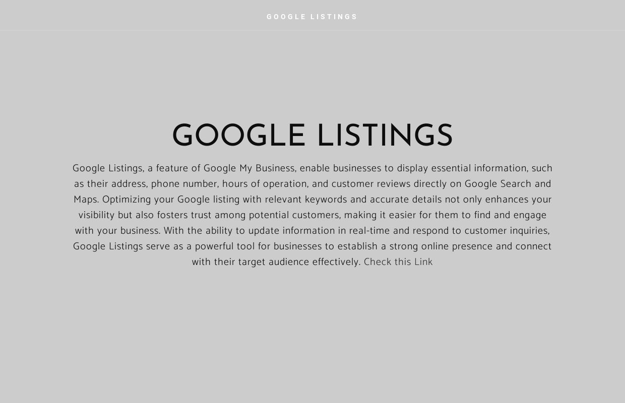 GOOGLE LISTINGS - Home
