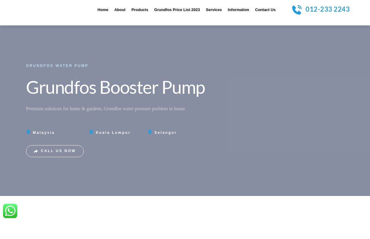 Grundfos Home Water Booster Pump Suppliers Malaysia - BWS