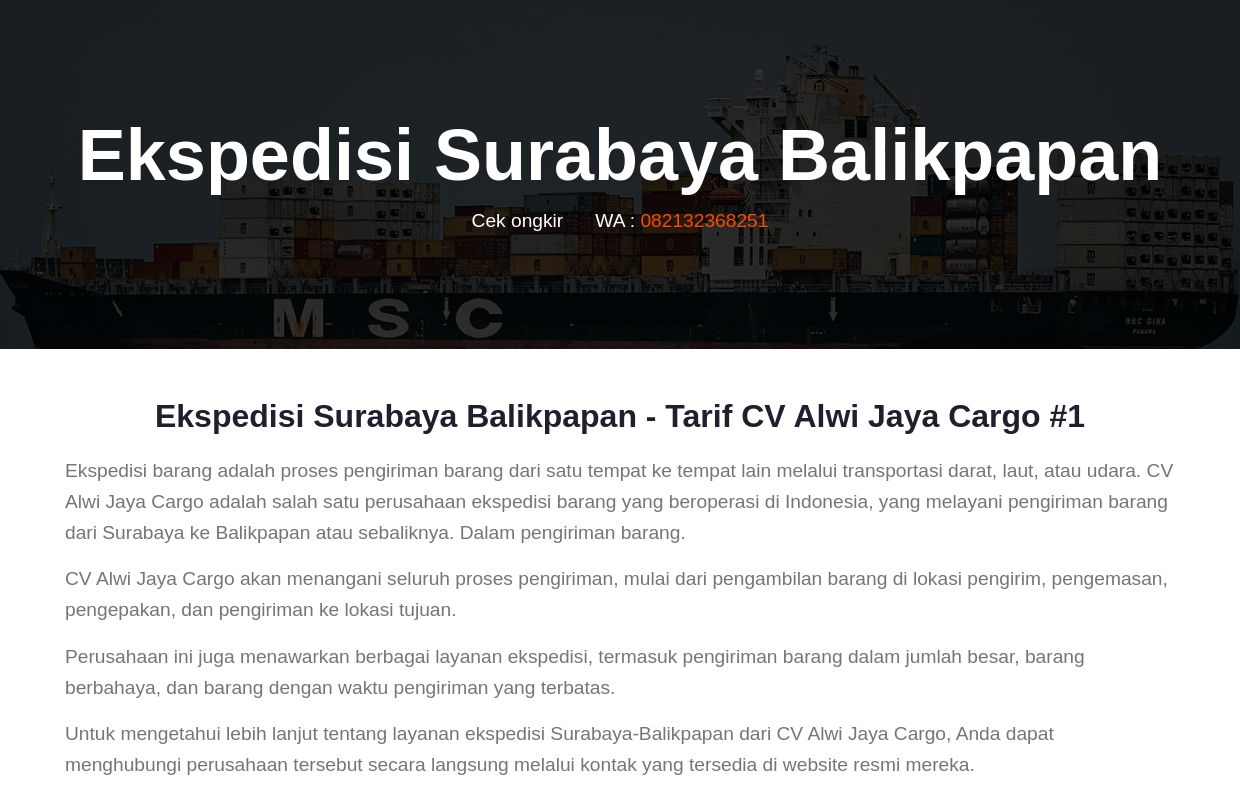 Ekspedisi Surabaya Balikpapan | Chat 082132368251