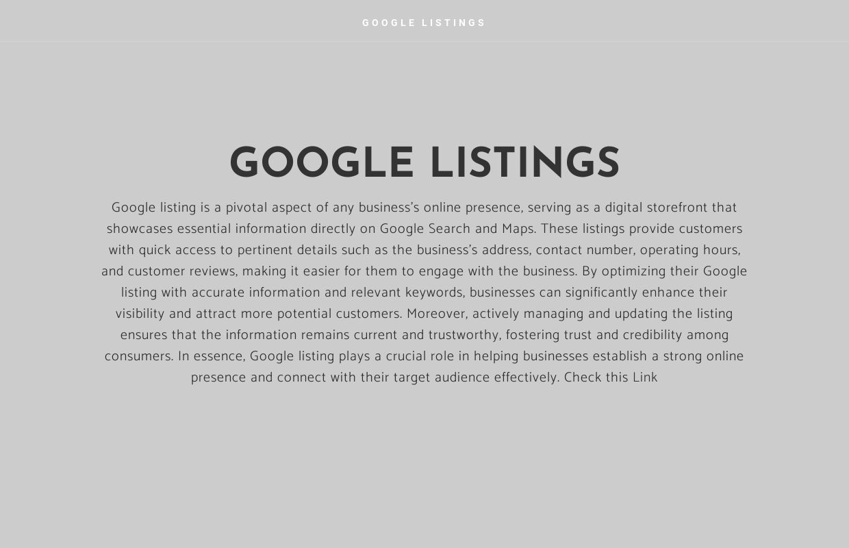 GOOGLE LISTINGS - Home