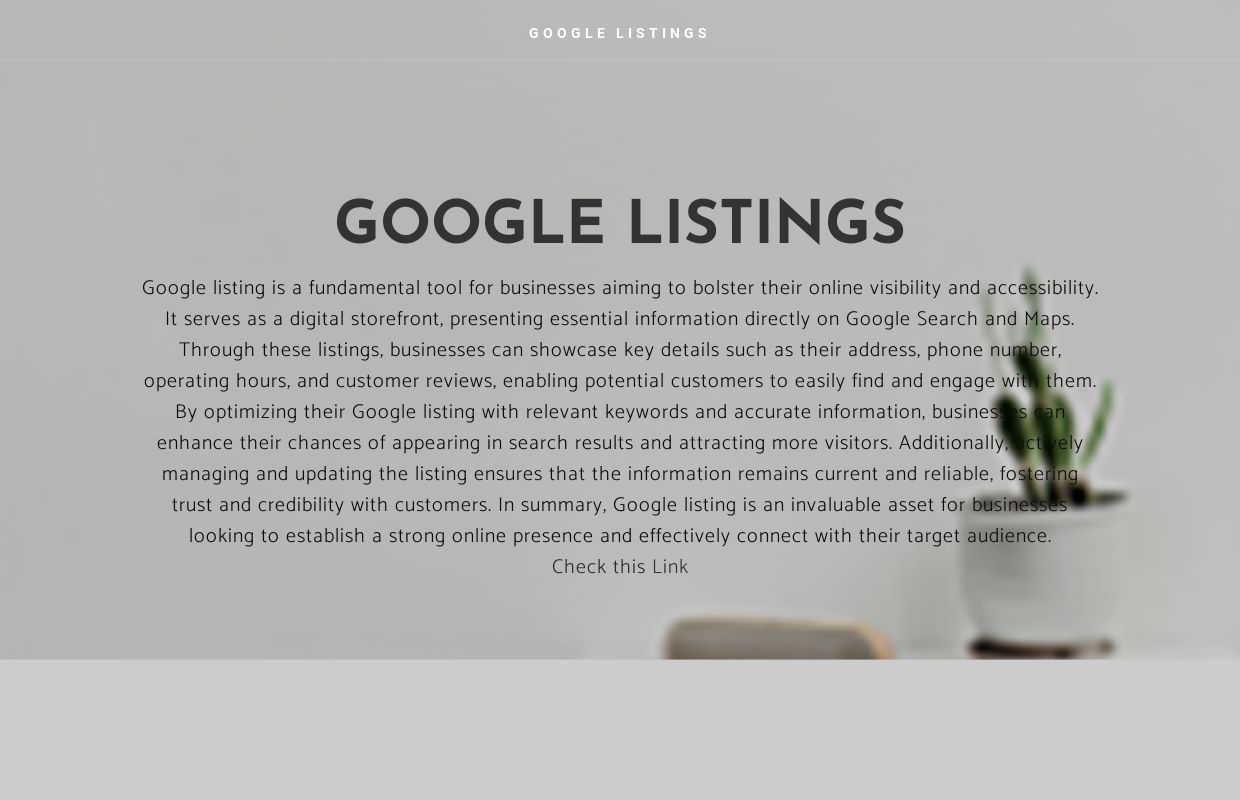 GOOGLE LISTINGS - Home