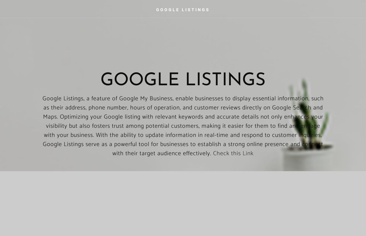 GOOGLE LISTINGS - Home