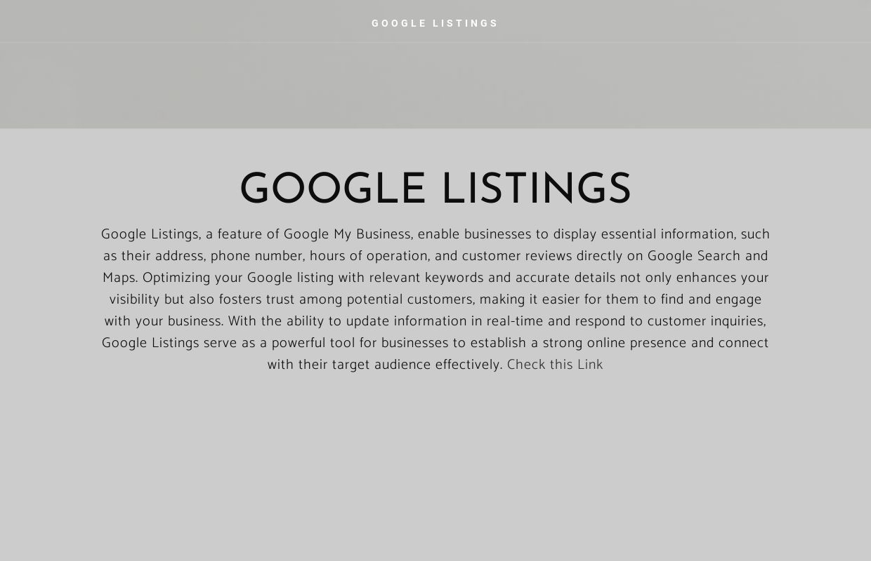 GOOGLE LISTINGS - Home