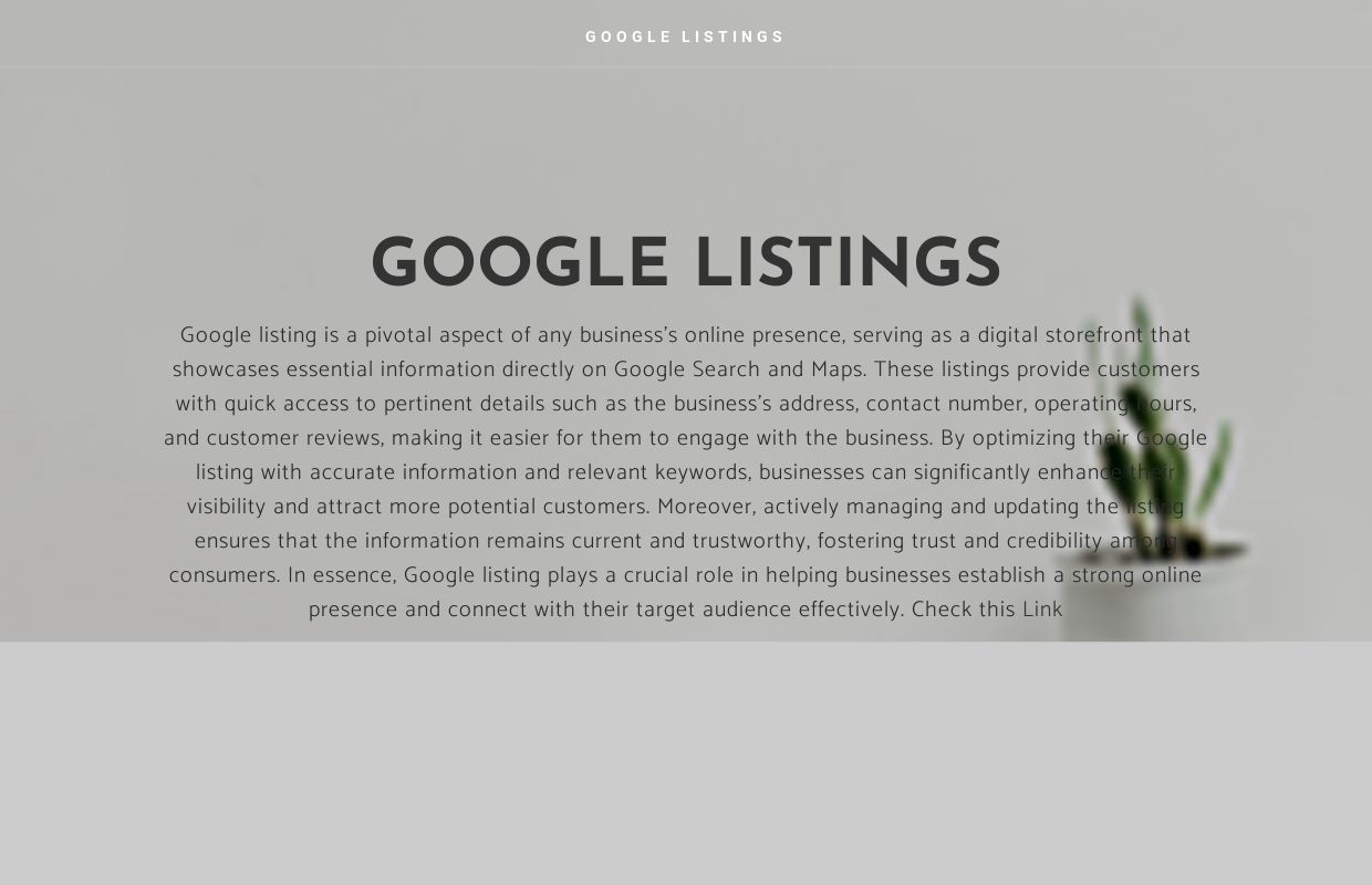 GOOGLE LISTINGS - Home