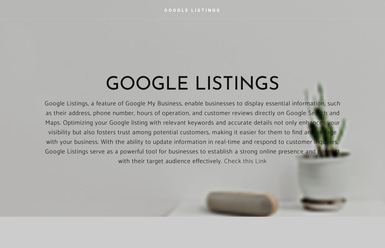 GOOGLE LISTINGS - Home