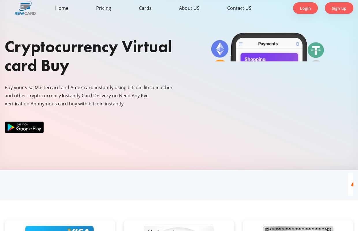 Virtual Card Buy with Bitcoin,Litecoin and cryptocurrency | Rewcard