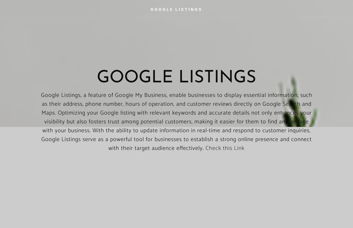 GOOGLE LISTINGS - Home