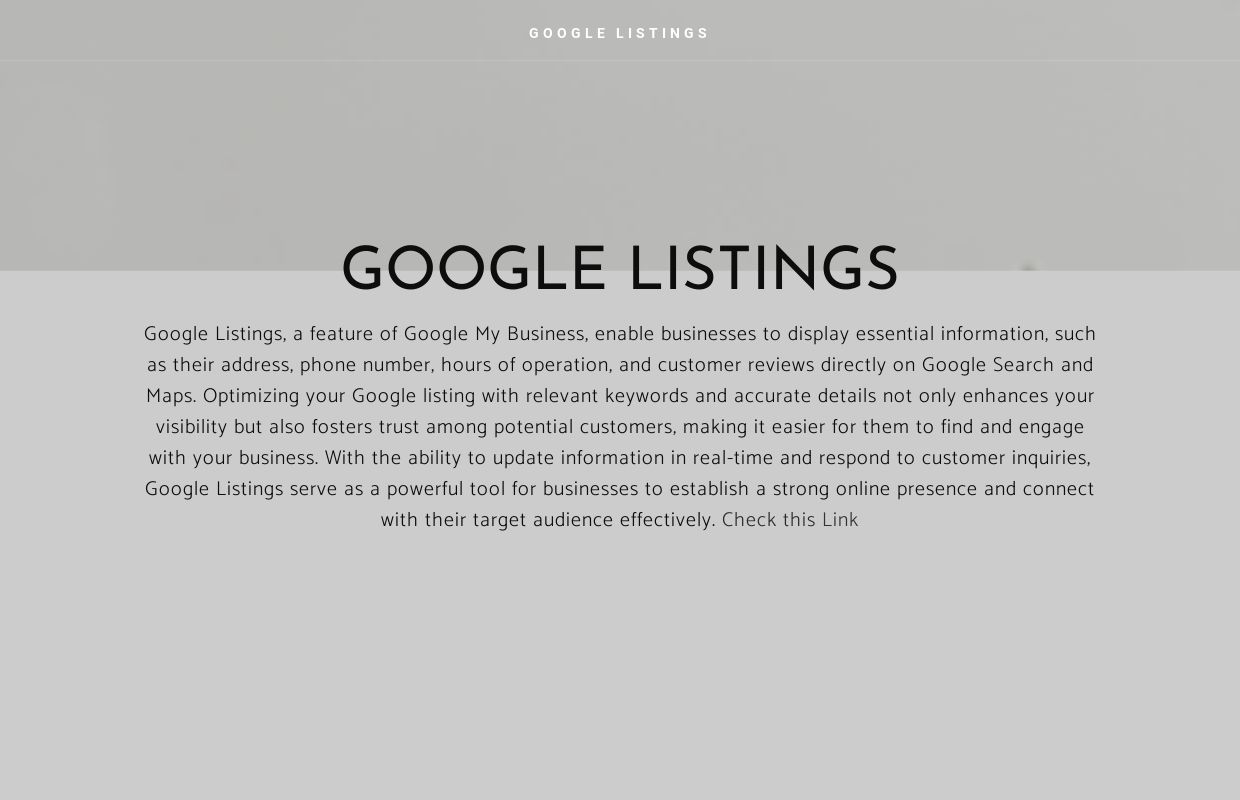 GOOGLE LISTINGS - Home
