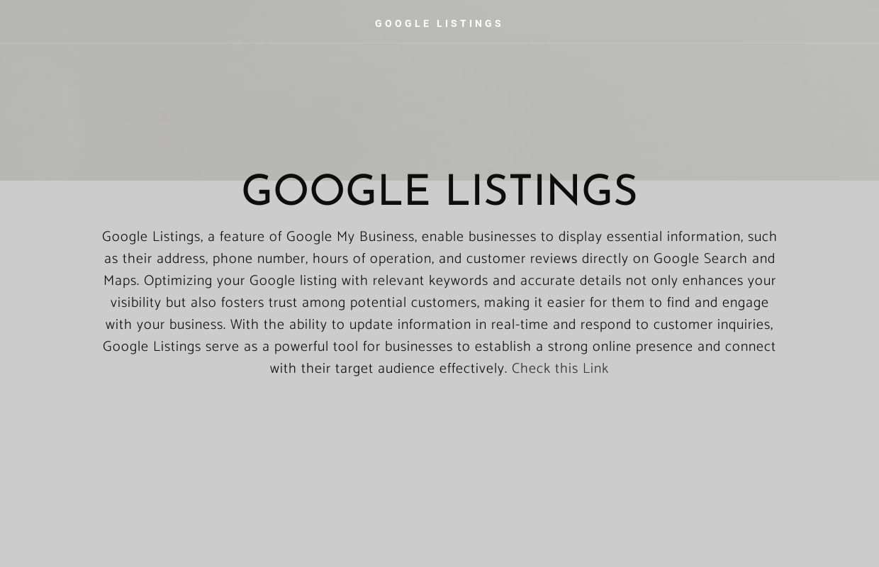 GOOGLE LISTINGS - Home