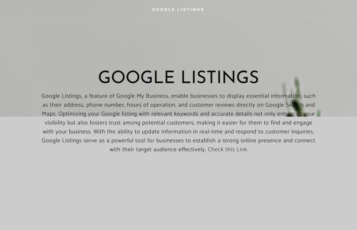 GOOGLE LISTINGS - Home