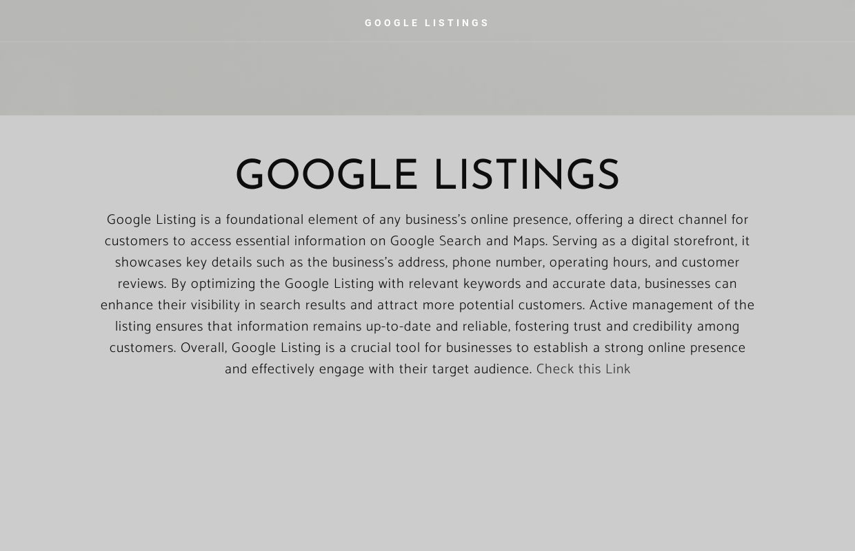 GOOGLE LISTINGS - Home
