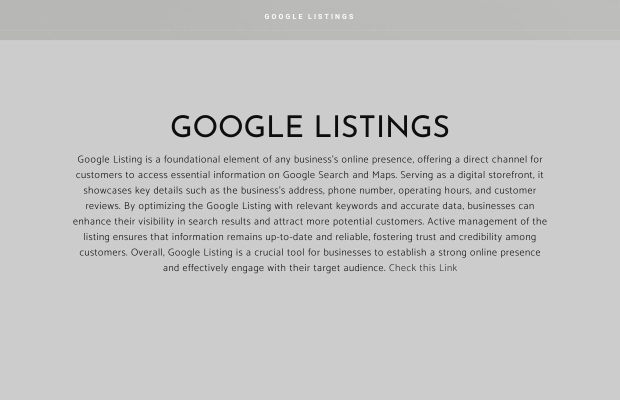 GOOGLE LISTINGS - Home