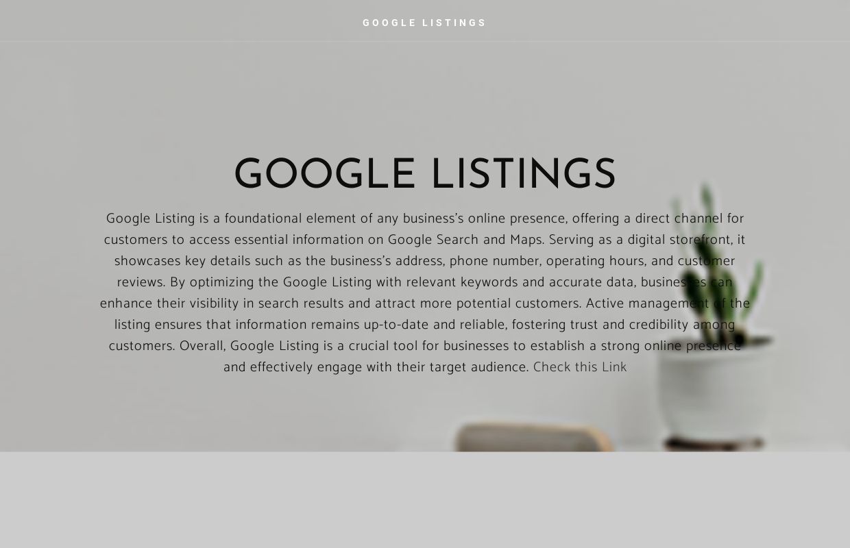 GOOGLE LISTINGS - Home