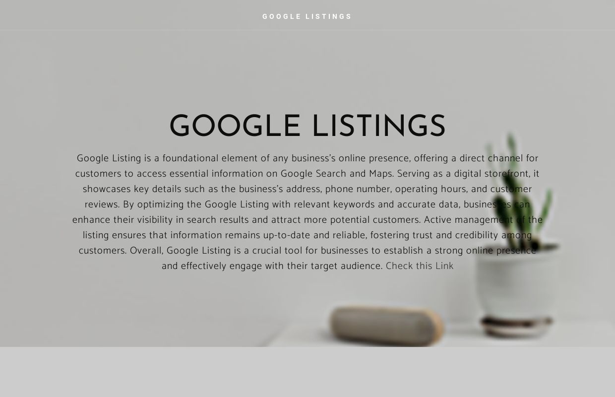 GOOGLE LISTINGS - Home