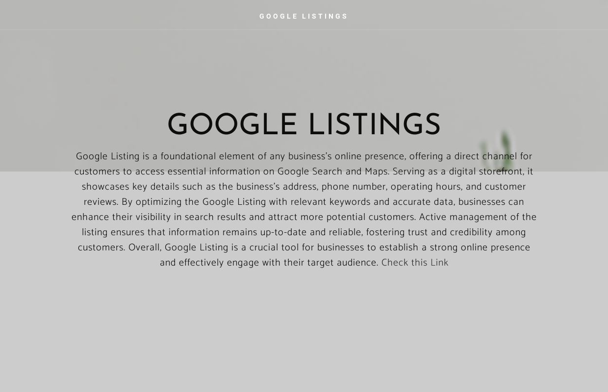 GOOGLE LISTINGS - Home