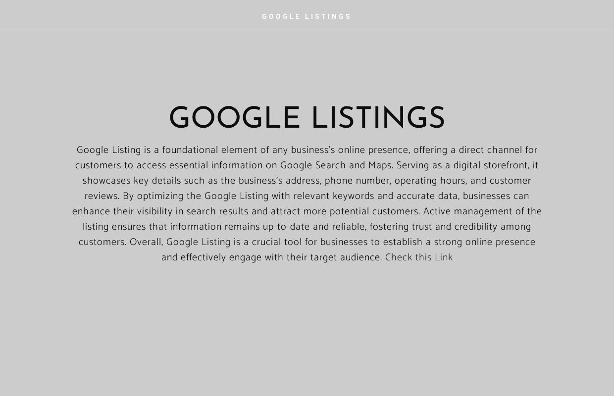 GOOGLE LISTINGS - Home
