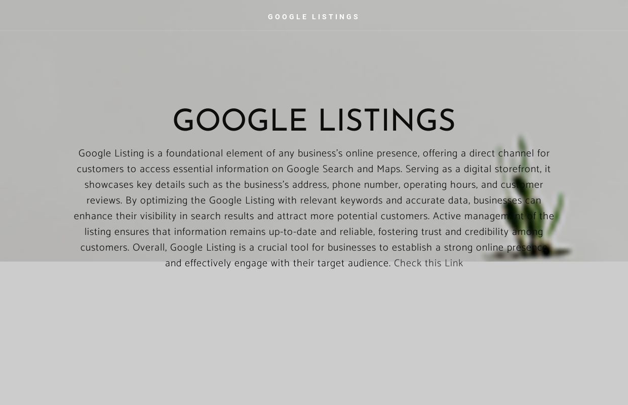 GOOGLE LISTINGS - Home