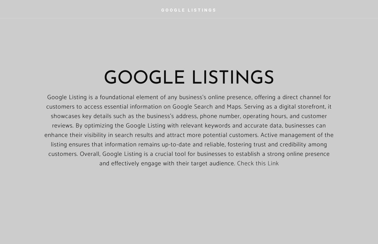 GOOGLE LISTINGS - Home