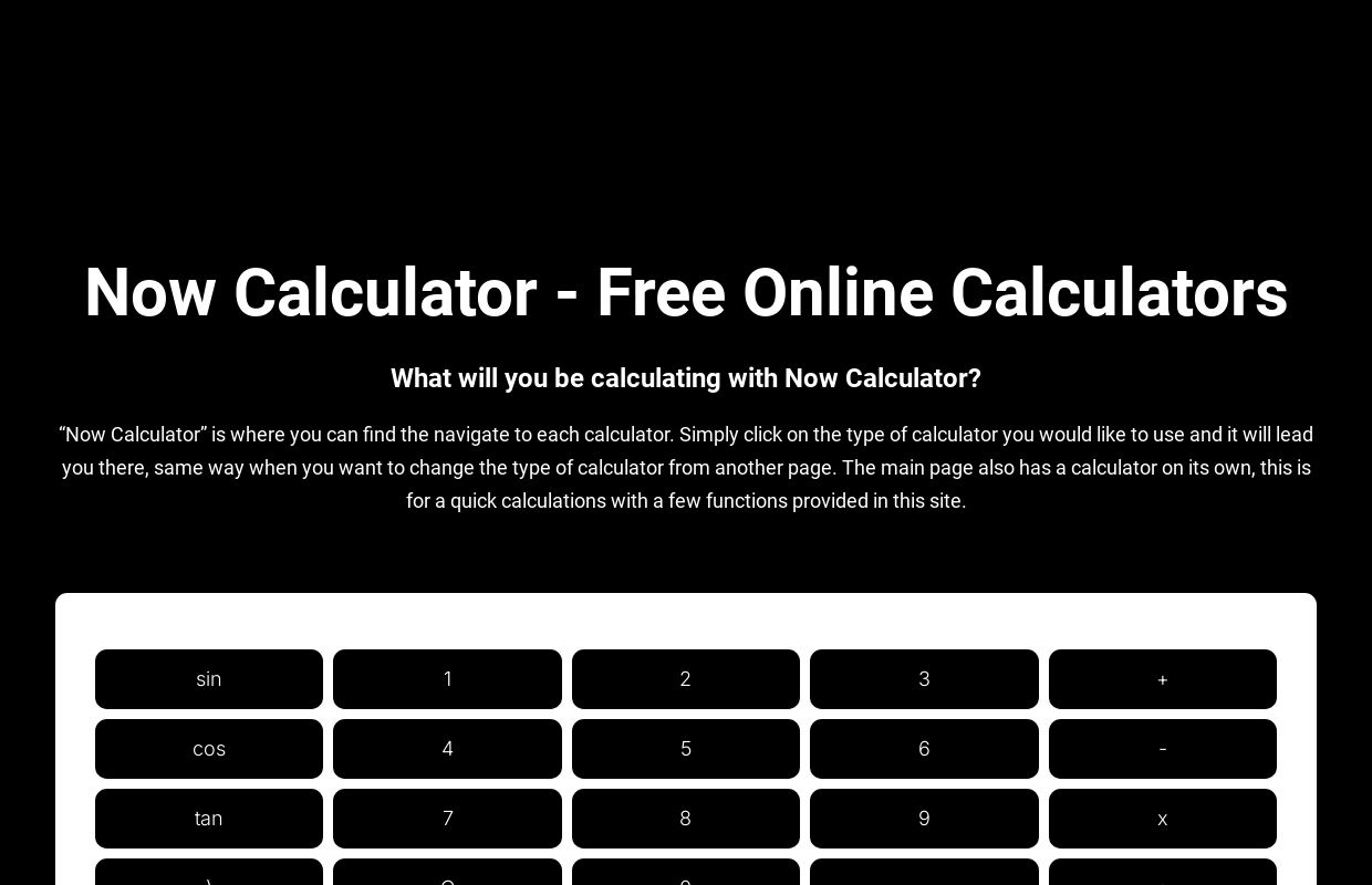 Now Calculator - Free Online Calculators