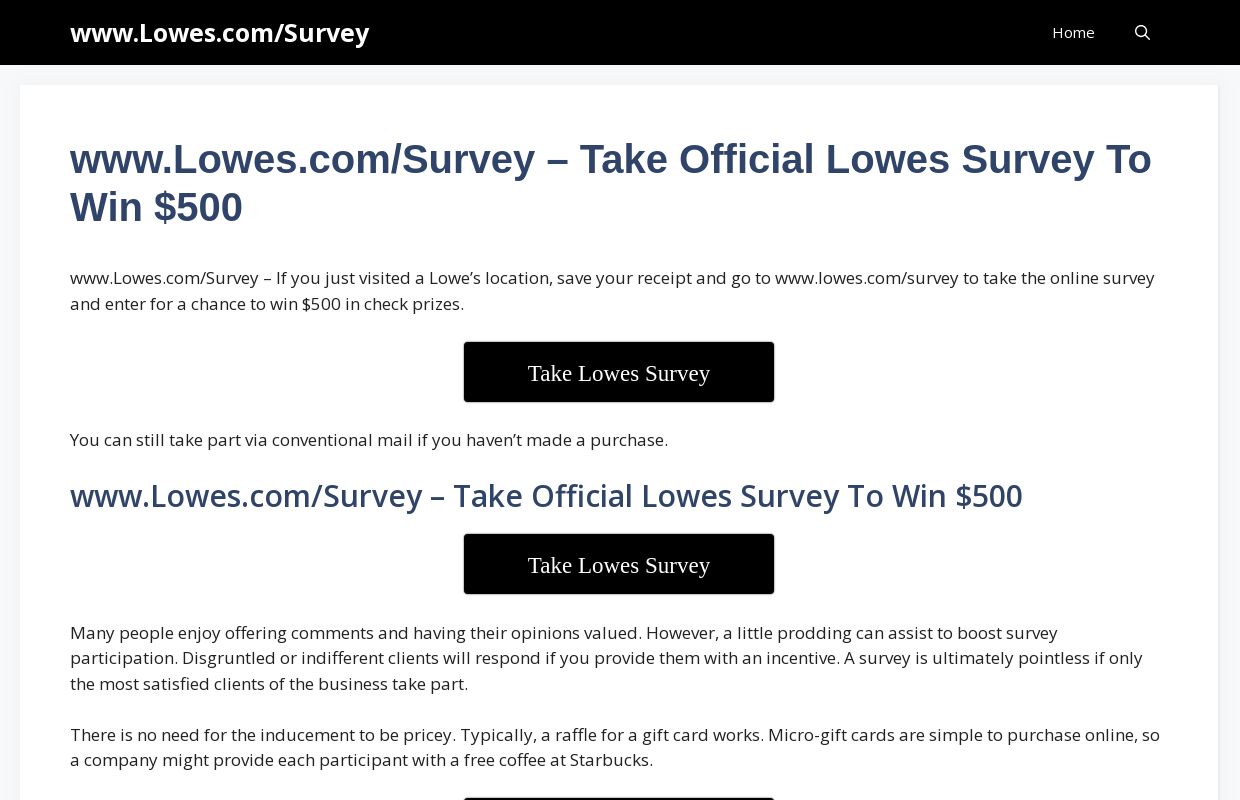 www.Lowes.com/Survey - Take Official Lowes Survey To Win $500