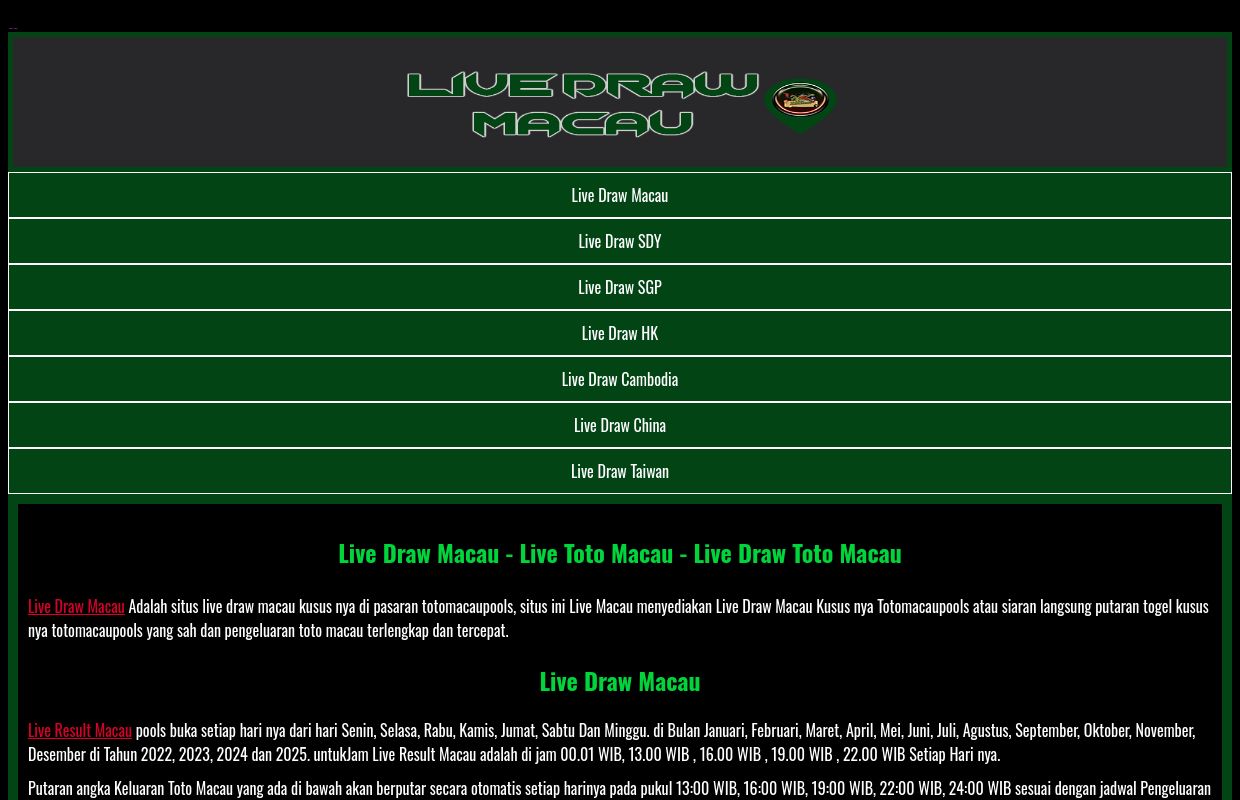 Live Draw Macau - Live Toto Macau - Live Draw Toto Macau