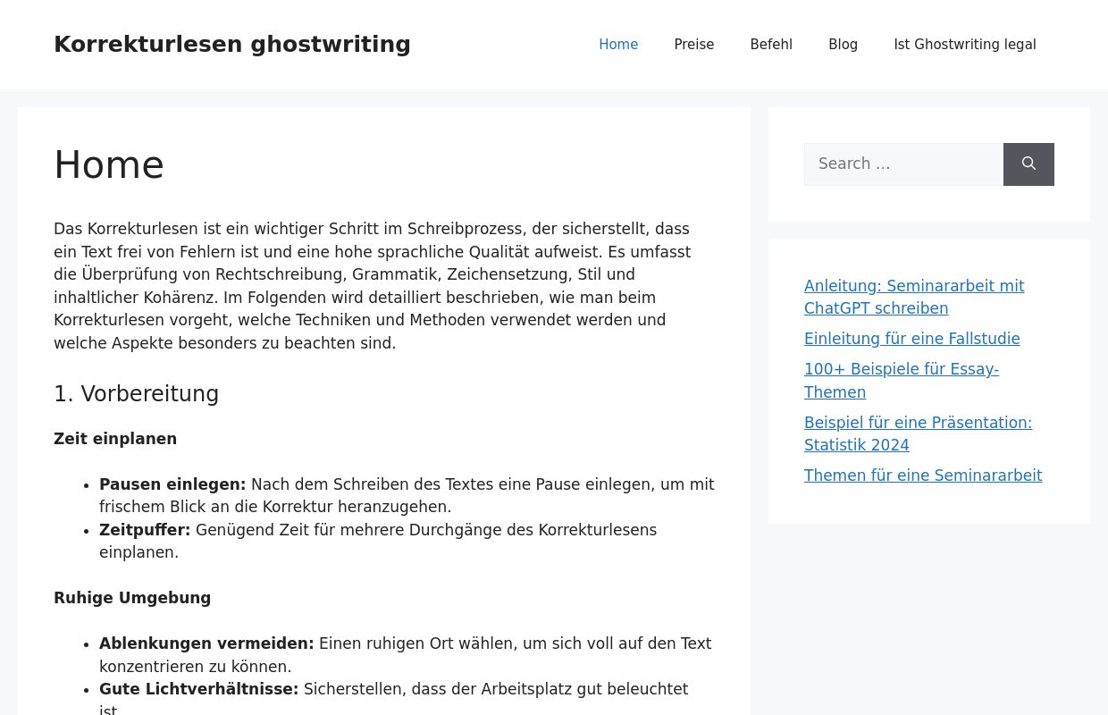 Korrekturlesen ghostwriting