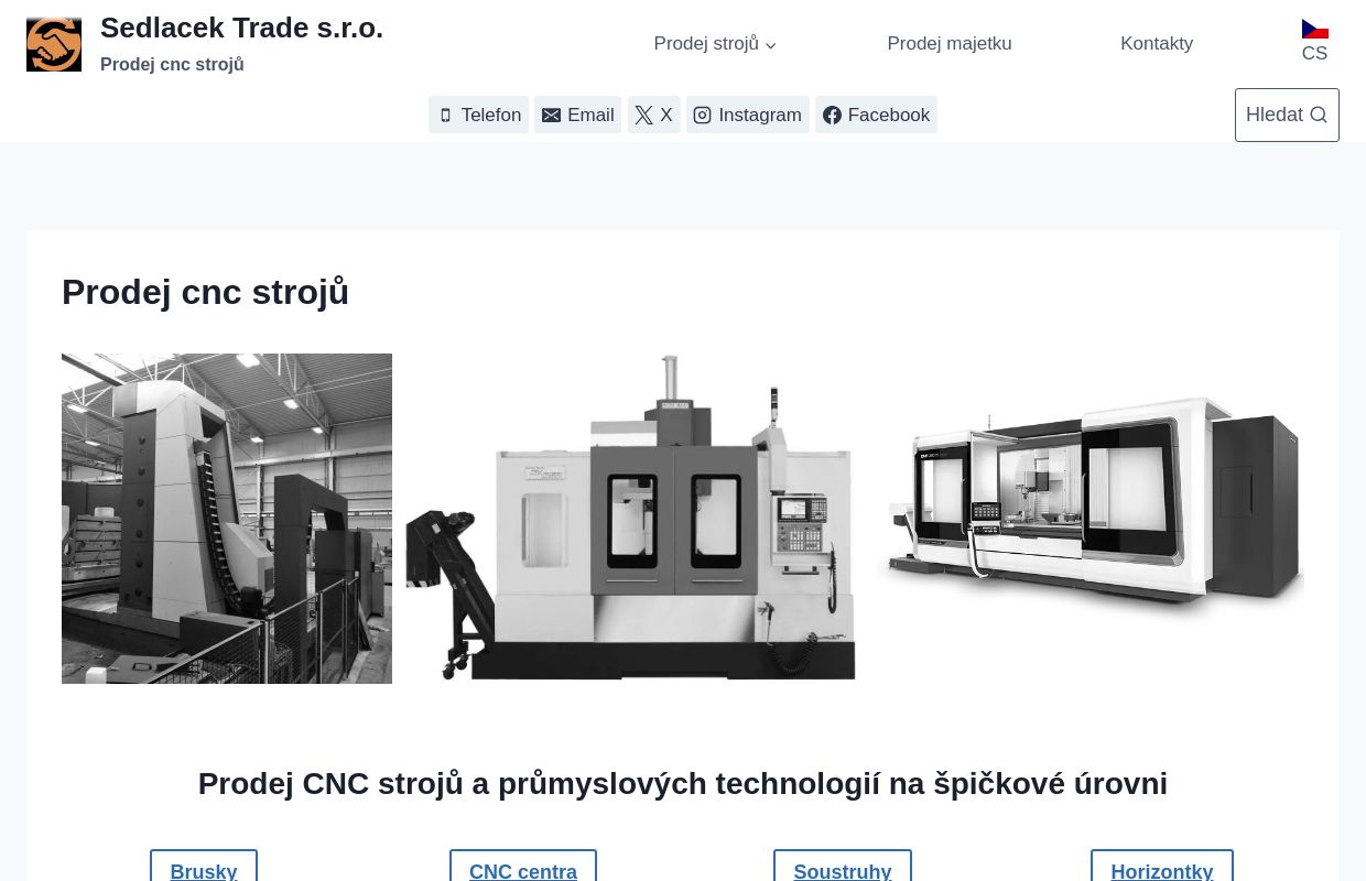 Prodej CNC strojů | Bazar CNC | Sedlacek Trade s.r.o.