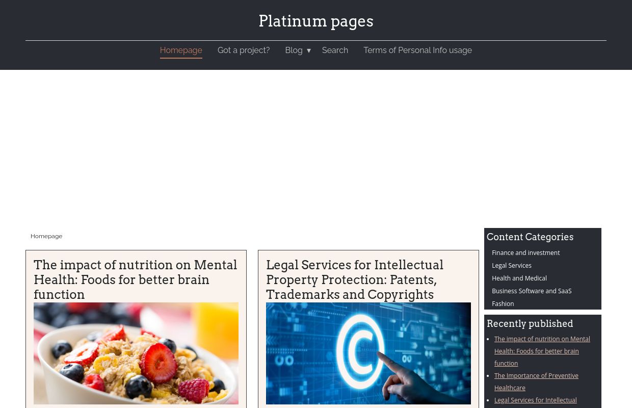 Homepage - Platinum pages