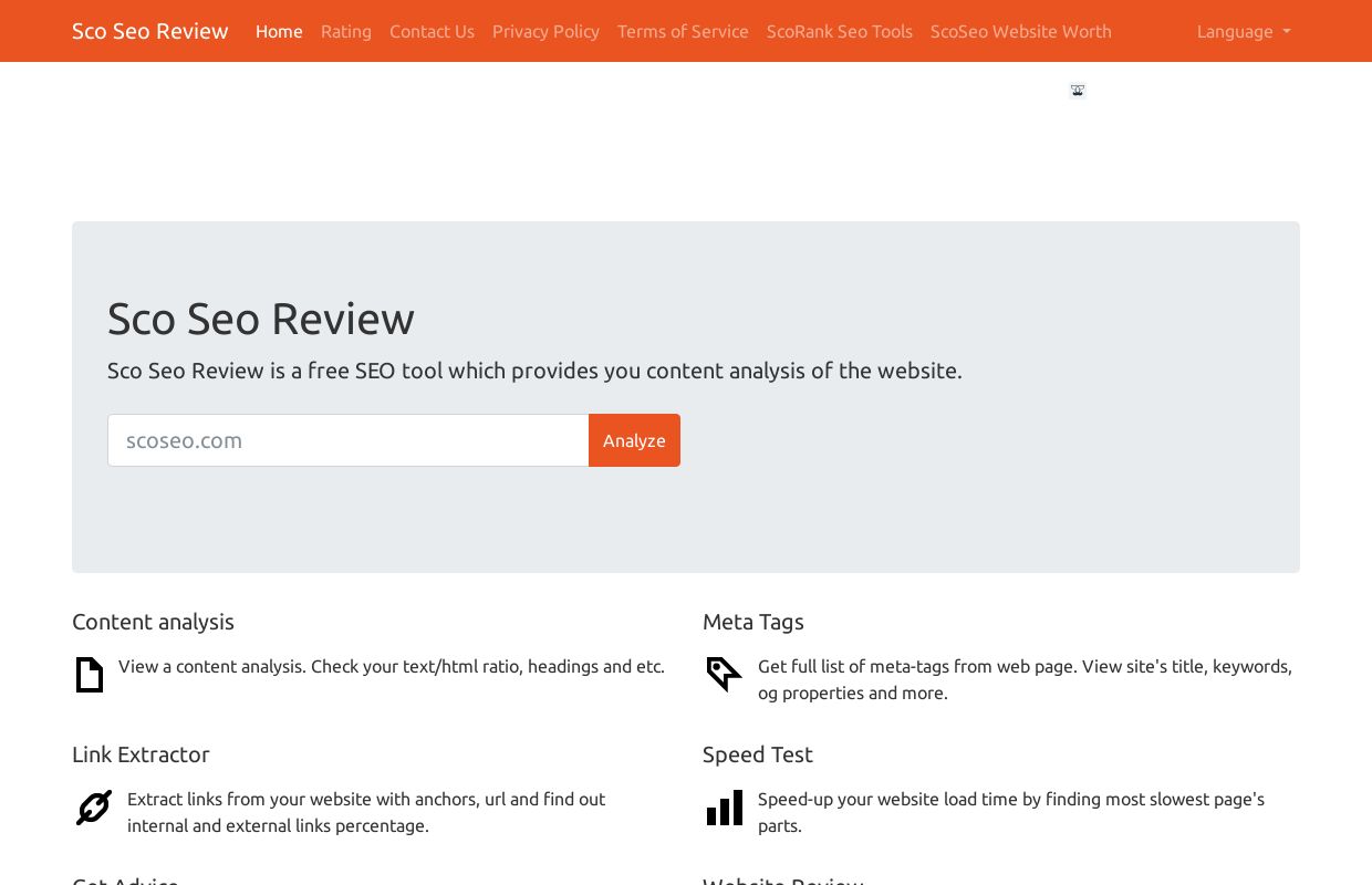 Sco Seo Review free seo tool