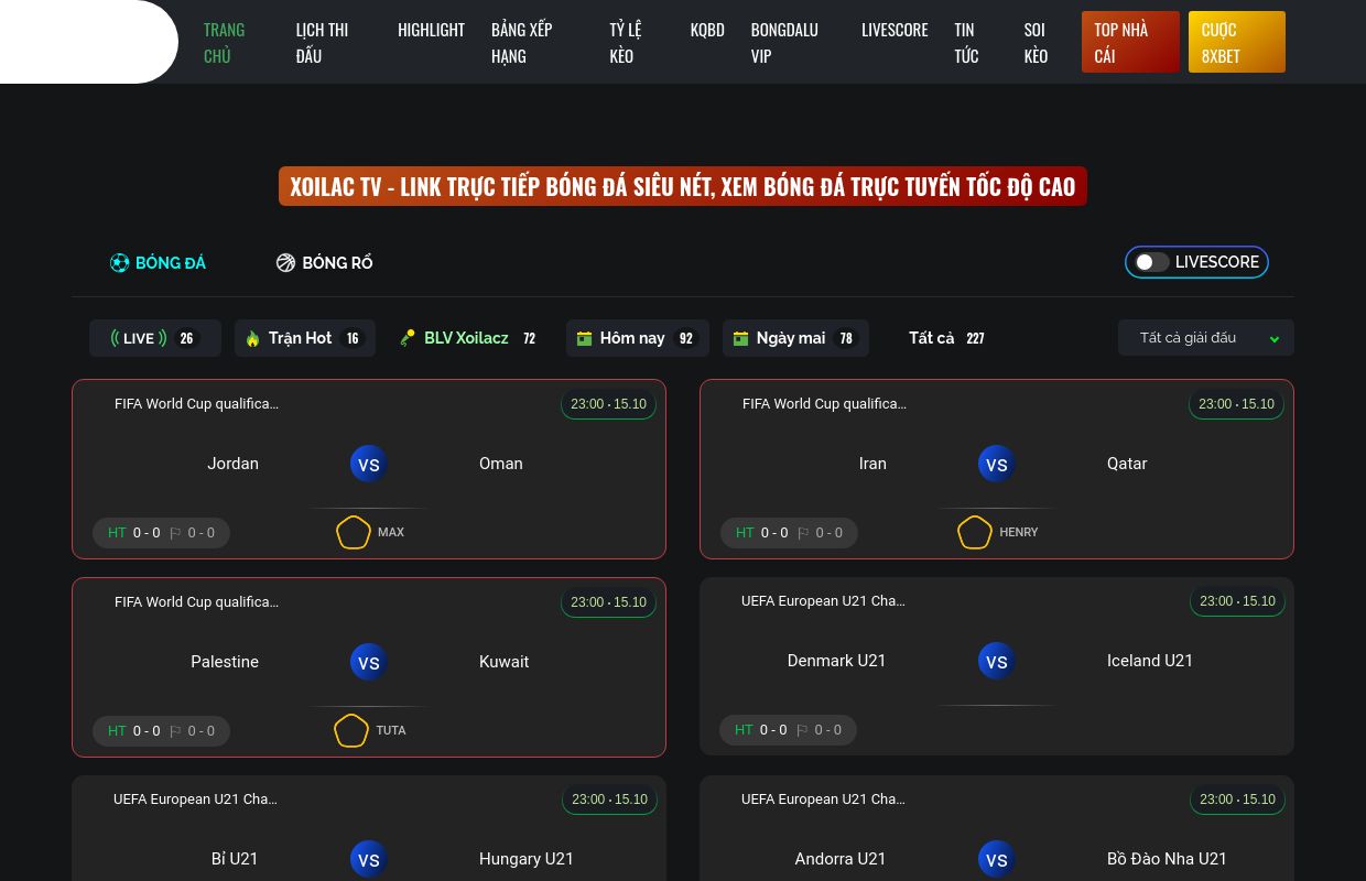 Xoilac TV - Xem Trực Tiếp Bóng Đá Xôi Lạc TV hôm nay HD