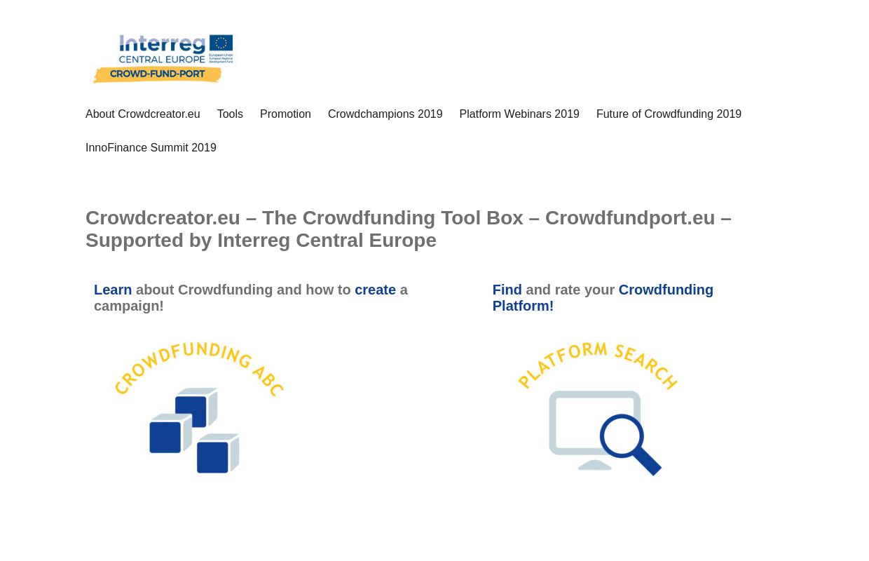 crowdcreator.eu – Toolset for Crowdfunding campaigns – Crowdfundport – Interreg Central Europe