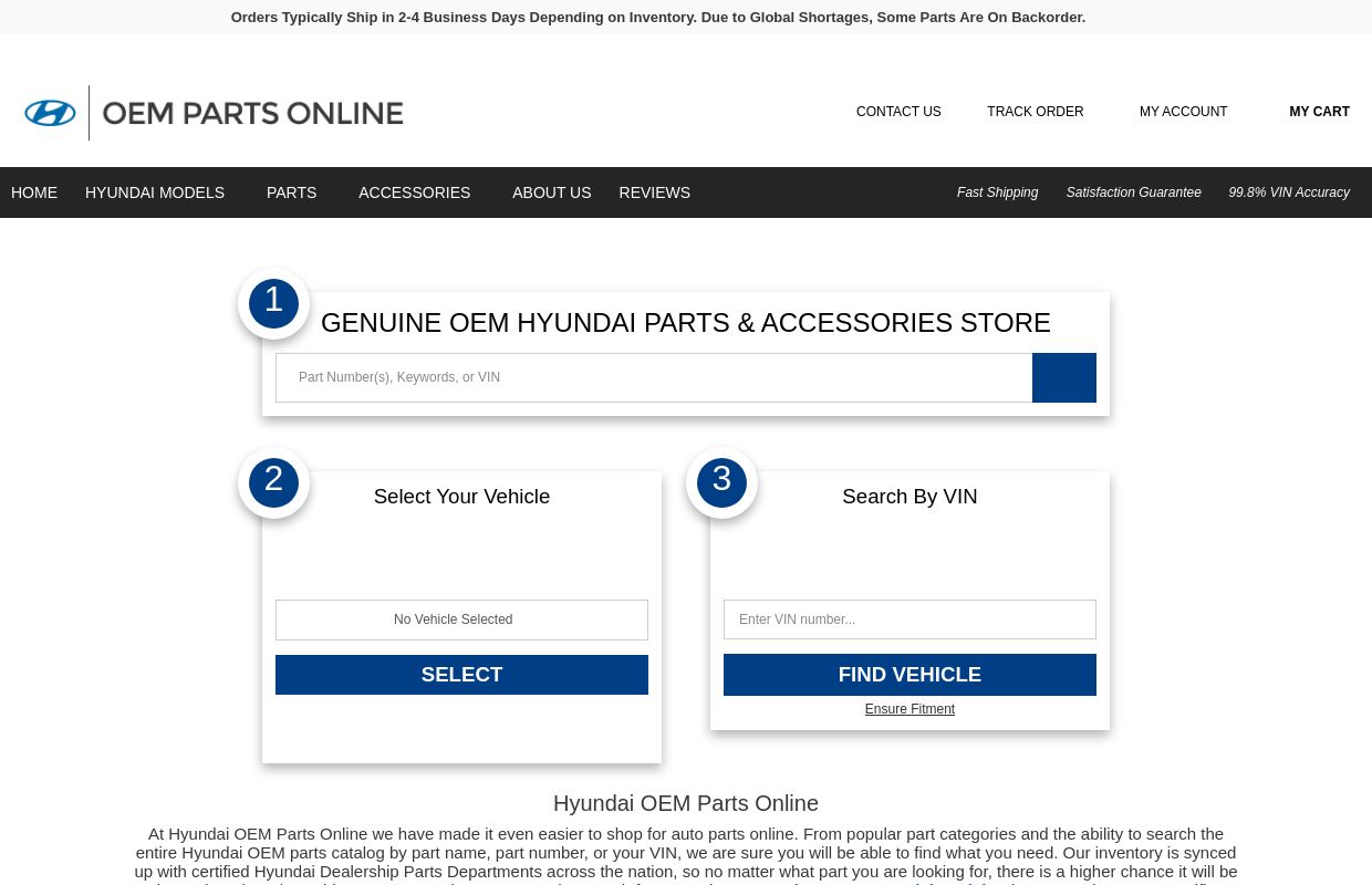 Online Hyundai Parts Superstore | OEM Parts Online