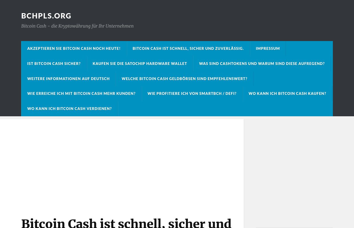 Bitcoin Cash ist schnell, sicher und zuverlässig. - bchpls.org