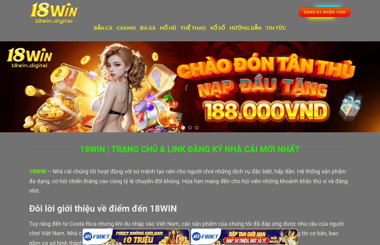 18WIN | Cập Nhật Link Truy Cập Mới Uy Tín Không Chặn