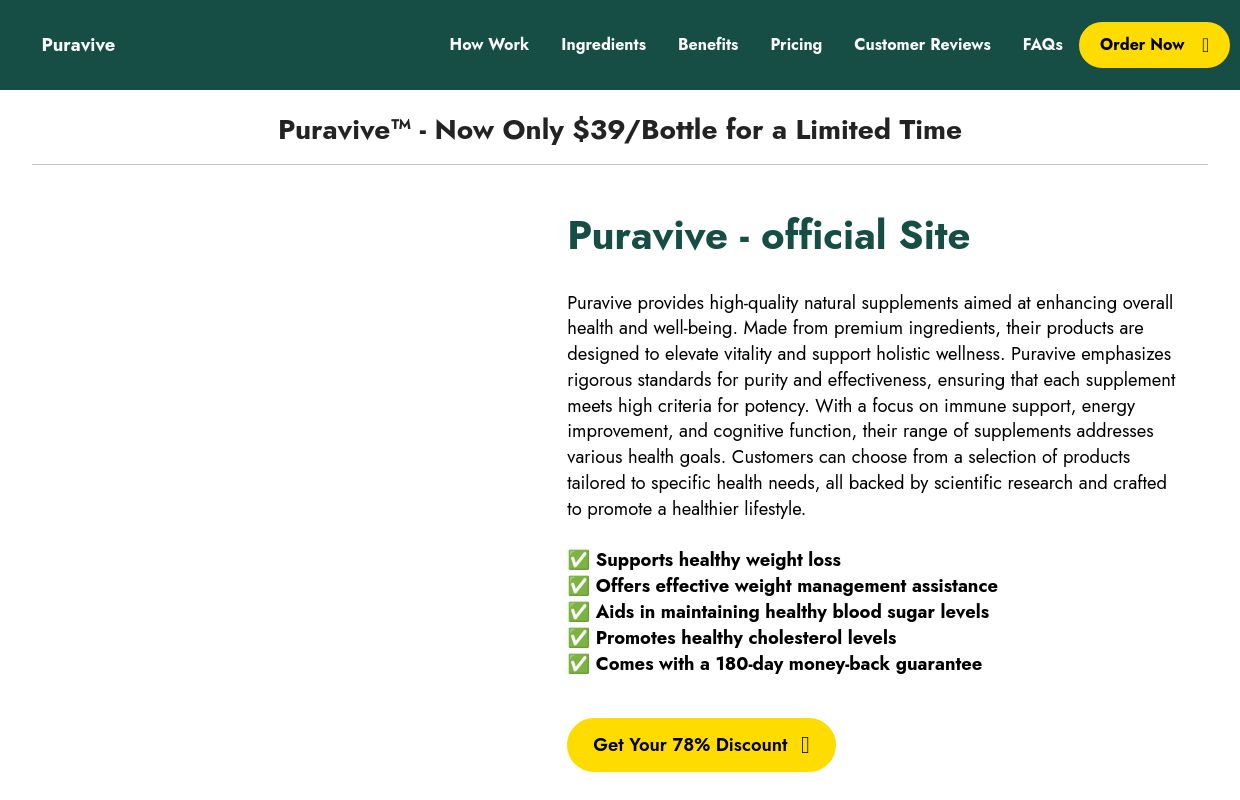 Puravive™ Official Website | Buy Puravive™ for $39 - Limited Time Offer!