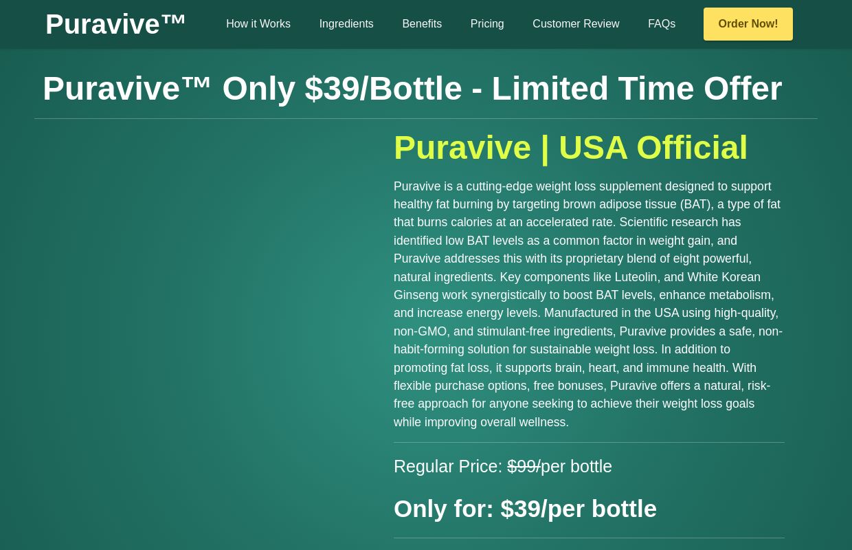 Puravive™ | Official Site | Natural Weight Loss Supplement