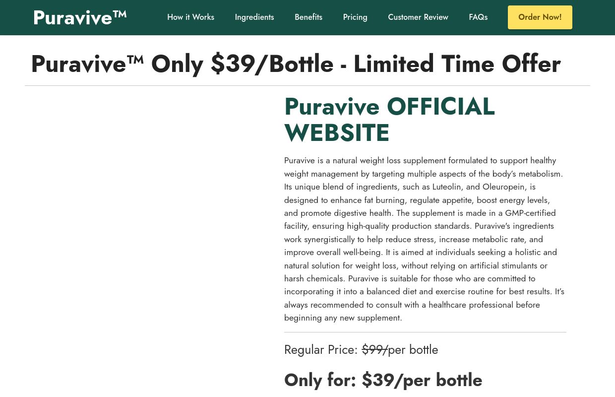 Puravive® | Official Website - 100% All Natural