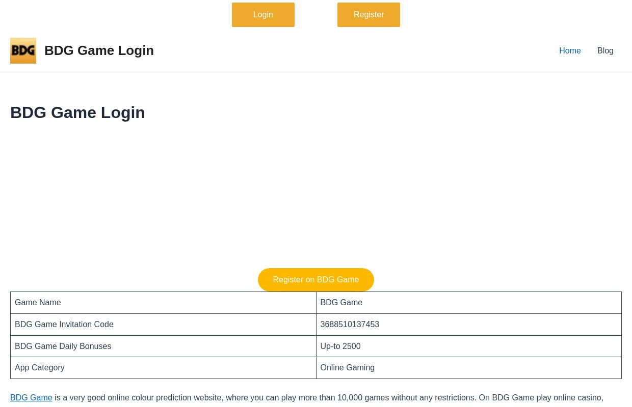 BDG Game Login