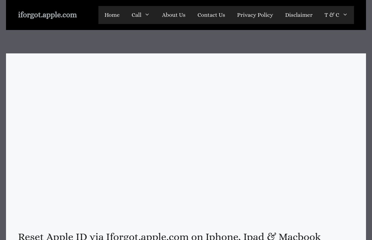 Reset Apple ID via Iforgot.apple.com on Iphone, Ipad & Mac
