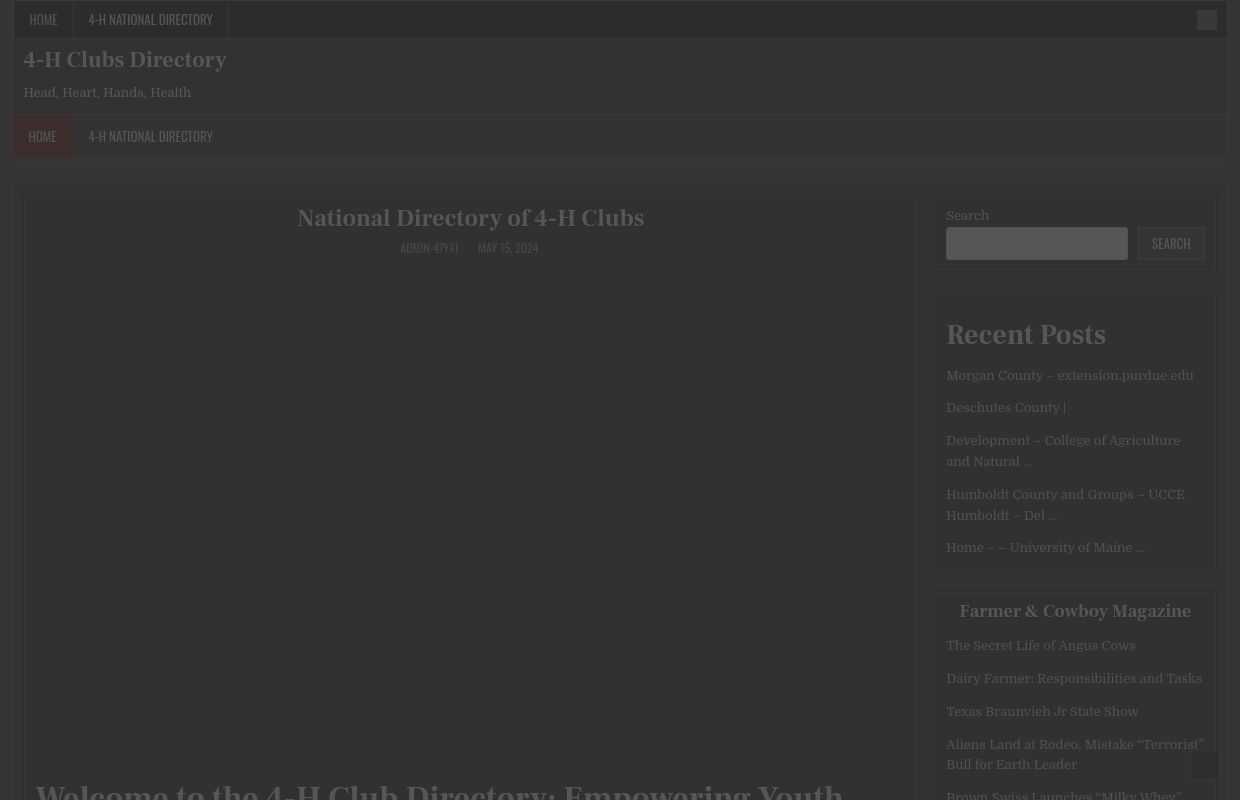 National Directory of 4-H Clubs - 4-H Clubs Directory