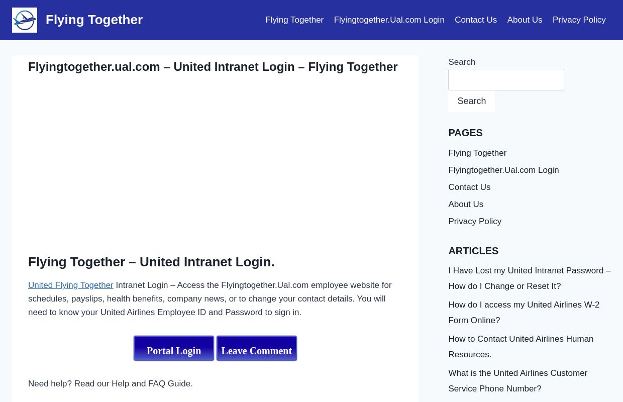 Flyingtogether.ual.com - United Intranet Login - Flying Together