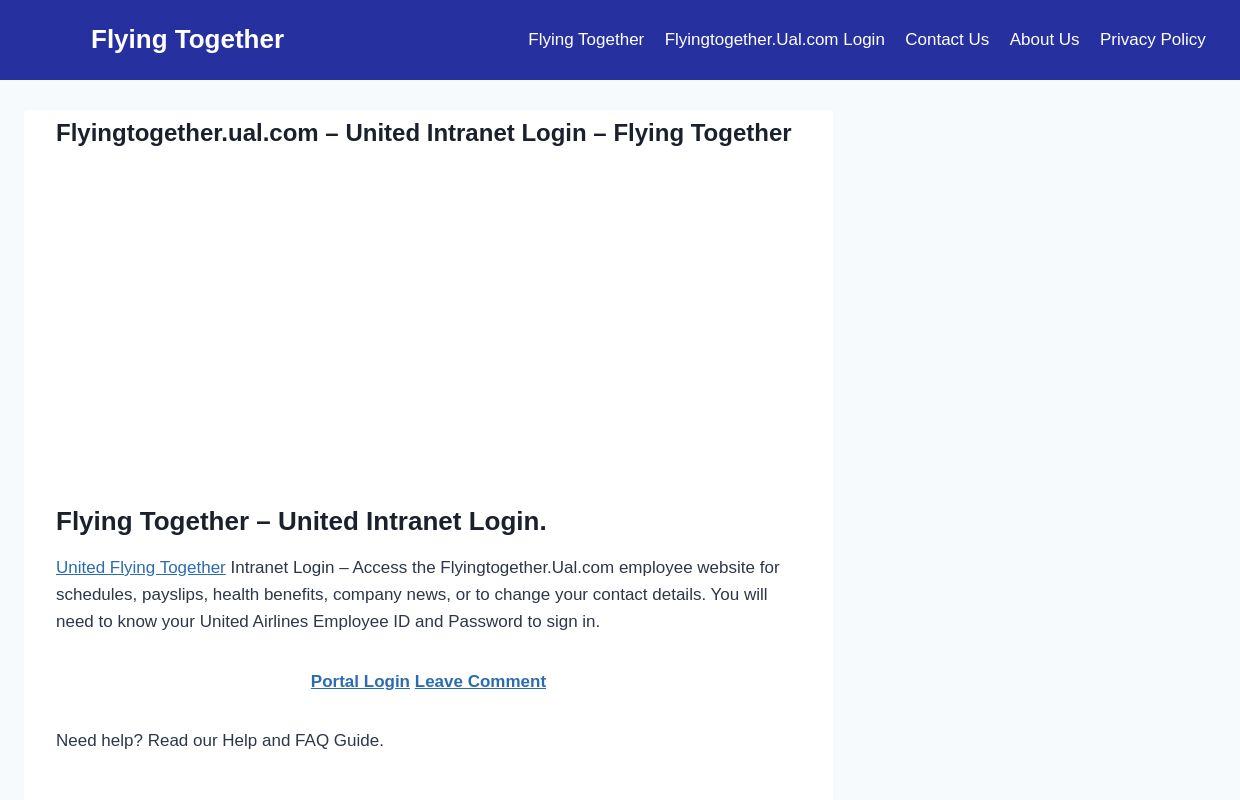 Flyingtogether.ual.com - United Intranet Login - Flying Together